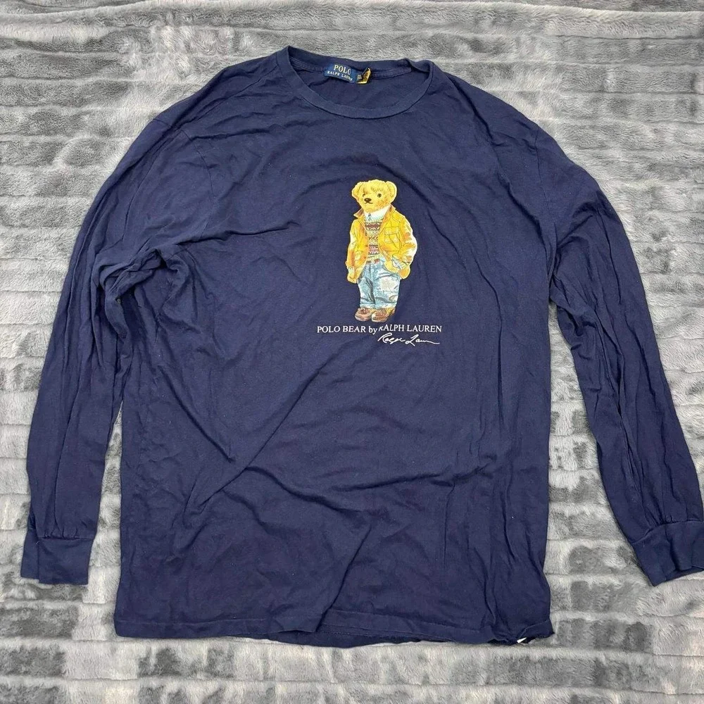 Polo Ralph Lauren Polo Bear Navy Blue Long Sleeve T-Shirt Mens 2XLT Tall